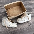 Vintage White Leather Bell Baby Infant Soft Walker Shoes Boots High Top Sz 3