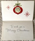 Unused Christmas Shiny Brite Red Ornaments Hang Vtg Greeting Card 1940s 1950s