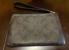 Coach Corner Zip Wristlet In Signature Canvas With Stripe