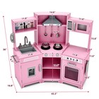 Pink Wooden Kids Pretend Play Corner Kitchen Cooking Toy Girl Gift Lights sounds