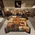  7 Piece Rustic Bear Bed In A Bag Rustic Cabin Sheet Set Full Brown And Orange