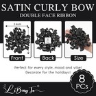 5 Inch Black Bows Curly Ribbon Bows For Gift Wrapping Satin Bows With Double-   