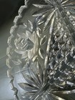 Vintage 3 Part Etched Floral Cut Crystal Glass Relish Nut Dish Sawtooth 7  Round
