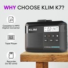 Klim K7 Portable Cassette Tape Player   Digital Mp3 Converter  Headphones  Black