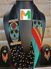 Huichol Indian Beaded Flower Necklace   Earrings Handmade Mexican Folk Art Boho