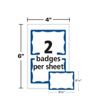 Reusable Name Badges  White With Blue  Custom Text  2 33x3 38 Inch