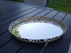 Vtg French Style Vanity Tray Or Wall Art Ornate Mirror Gold Brass Filigree Read