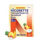  2 Pack  Nicorette Nicotine Gum  Stop Smoking Aids  2 Mg  Fruit Chill  160 Count