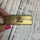 Vtg Lipstick Holder Gold Tone Metal  With Mirror 