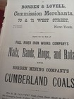1872 Print Ad Borden   Lovell Commission Merchants West St Nyc Cumberland Coals