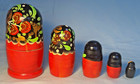 Vintage Russian Wooden Matryoshka Nesting Dolls Hand Painted Black 5 Piece Set