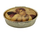 Vintage Trinket Pill Box Cherub Angel Silver Plate