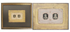 Victorian Antique Photographs Two Boys Perforated Paper Framed Gold Border