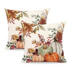 Fall Pumpkin Leaves Throw Pillow Covers 18  X 18   pack Of 2  Fall  Set Of 2