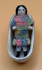Antique Miniature German Bisque Penny Doll In Porcelain Bathtub Mold 9 Miniature