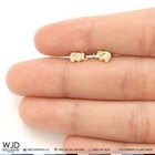 14k Yellow Gold White Zircon Elephant Baby Screw Back Stud Kid Earrings