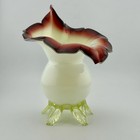 1890s Bohemian kralik Uranium Glass Jack In Pulpit Vase Oxblood Opalescent Uv