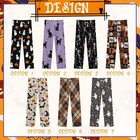 Halloween Flannel Pajama Pants  Cozy Plush Lounge Pants  Spooky   cute Printed Lou