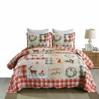 3 Piece Christmas Quilt Rustic Western Lodge Cabin Bedspread Quilt Set