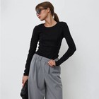 Women s Spring New Round Neck T-shirt Casual Spliced Long Sleeve Bottom T-shirt