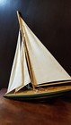 Wooden Yacht Model Sailboat Vintage Sailing- 20  Inches Length Approximately 