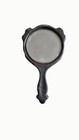 Antique Art Nouveau Hand Mirror Floral Beveled Glass Silver Tone C1900
