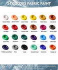 Fabric Paint Set For Clothes 24 Colors - Permanent Textile Paint Kit For Shoe   