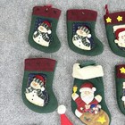 Vtg Y2k Christmas Stocking Lot Of 13 Mini Felt Santa Snowman Appliqu   Patchwork