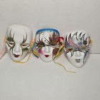 Lot Of 3 Vintage Ceramic 4- Inch Hand-painted Mardi Gras Masks From New Orleans