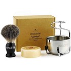 Pure Badger Bristles Shaving Brush Black Wood Handle And Refill Soap Bar 100g   