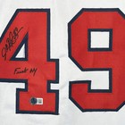 John Rocker Signed F    Ny Inscription Atlanta White Baseball Jersey  beckett 