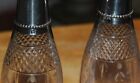 Pair French Etched Glass   Sterling Silver Marked 10  Tall Decanters W  Stoppers