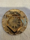 Vintage Zodiac Wheel Astrology Gold Tone Round Brooch Pin 12 Horoscope Signs