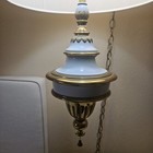 Vtg Blue   Brass Swag Lamp Hollywood Regency Neoclassical  Mid-century Modern 