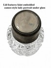 Antique Art Deco Cut Crystal Vanity Jar  925 Sterling Silver Lid Lady Portrait