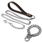 19mm Stainless Steel Dog Chain Collar Leash Set Metal Cuban Link Choker Slip
