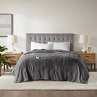 Serta King Plush Electric Heated Blanket Dark Gray  Midweight Machine Washable