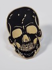 Skull Lapel Pin Black   Gold Color  
