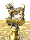 Antique English Adorned  Brass Tea Caddy With Scottish Terrier Dog Handle Finial