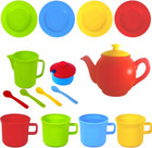 Pretend Play Kids Tea Party Set - 17 Pcs Tea Cup Set For Kids Dish Washer Safe P
