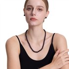 20 Inch Set Round Cultured Freshwater 9-10mm Black Pearl Necklace Earrings Women