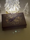 Vintage Reuge Swiss Inlaid Wooden Jewelry Box     Violin Music Box    