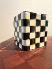 Mackenzie Childs Courtly Check Enamel Boutique Tissue Box Cover Black White