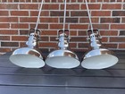 Set 3 Vtg Styl Industrial Pendant Lights Barn Gas Station Polished Nickel Swivel
