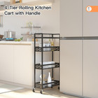 Slim Rolling Storage Cart  4-tier Narrow Kitchen Cart With Wheels