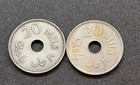 Lot Of 2 Palestine British Mandate 20 Mils Coins - Rare 1933 Key Date   1935 Xf