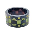 Art Deco Injected Bakelite Wide Bangle Green Inlay Vintage Bracelet Rare