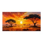 African Sunset Canvas Wall Art Print 60x30 Savannah Landscape Modern Home D  cor