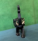 Vintage Black Ebony Wooden Hand Carved In Crylon Elephant Statue Figure 4 