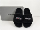 Balenciaga Furry Logo Slippers Black Men s Luxury House Slides New With Box